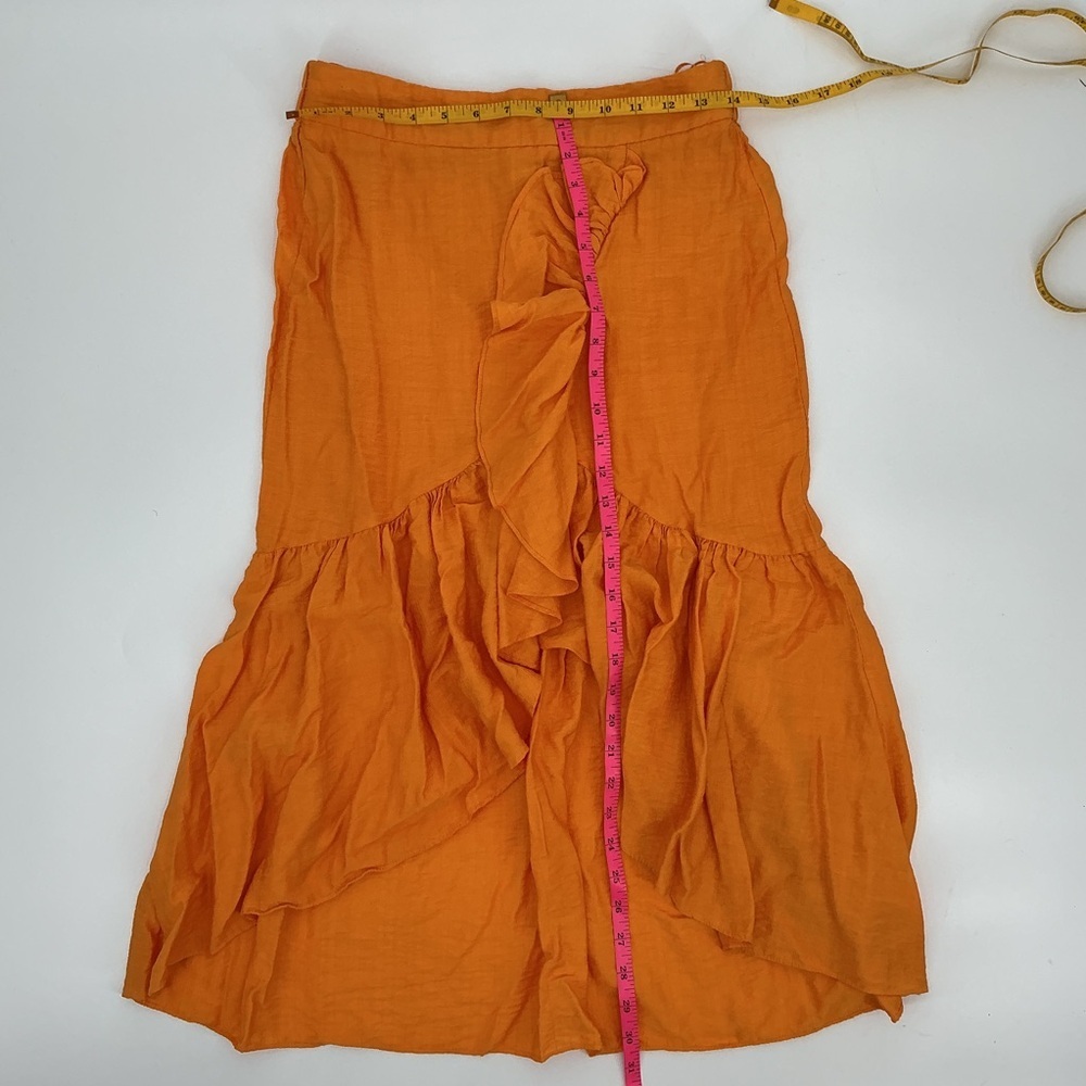 Women's Orange Ruffle Sunburst kiss Skirt Size: Medium - Picture 4 of 5